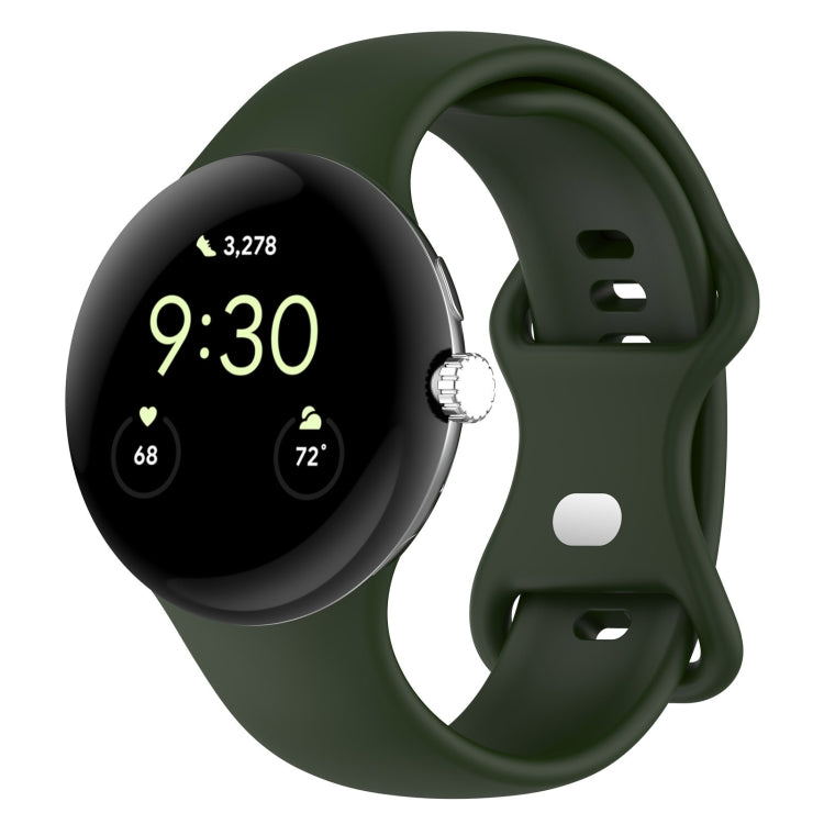 For Google Pixel Watch 2 Solid Color Silicone Watch Band, Size:S Size(Green) - Watch Bands by PMC TechLife | Online Shopping South Africa | PMC TechLife