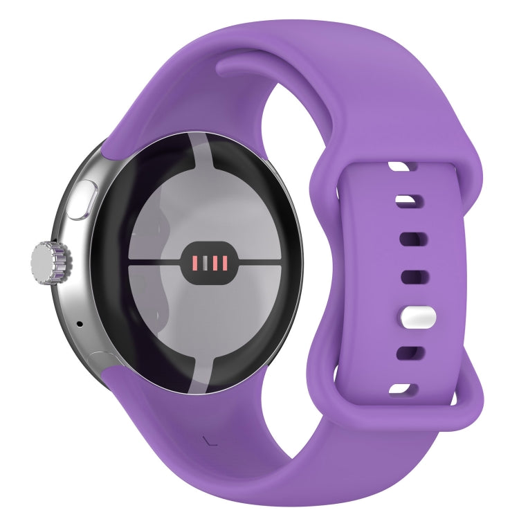 For Google Pixel Watch 2 Solid Color Silicone Watch Band, Size:S Size(Purple) - Watch Bands by PMC TechLife | Online Shopping South Africa | PMC TechLife