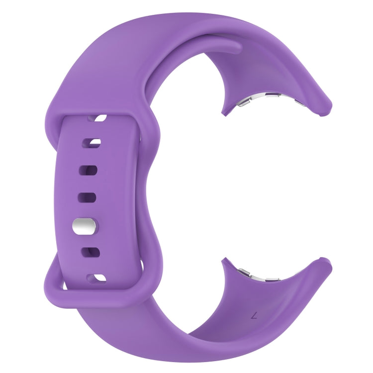 For Google Pixel Watch 2 Solid Color Silicone Watch Band, Size:S Size(Purple) - Watch Bands by PMC TechLife | Online Shopping South Africa | PMC TechLife