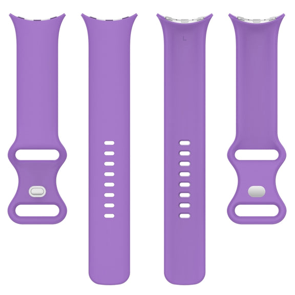 For Google Pixel Watch 2 Solid Color Silicone Watch Band, Size:S Size(Purple)