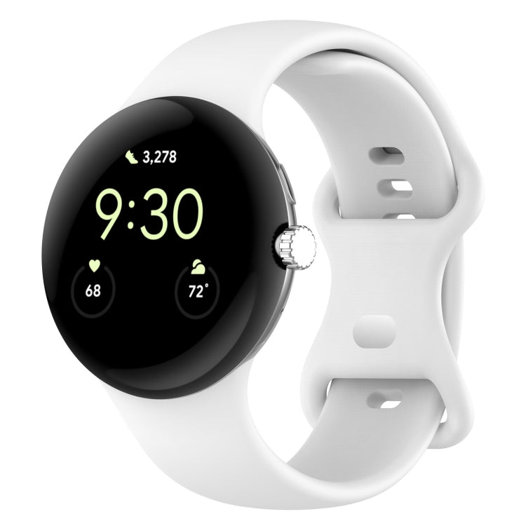 For Google Pixel Watch 2 Solid Color Silicone Watch Band, Size:L Size(White) - Watch Bands by PMC TechLife | Online Shopping South Africa | PMC TechLife