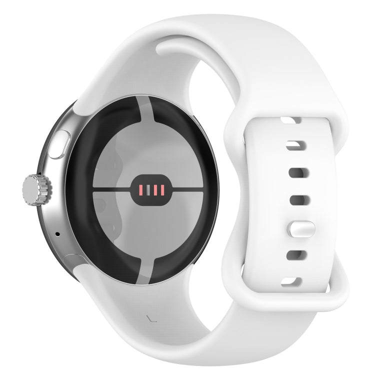 For Google Pixel Watch 2 Solid Color Silicone Watch Band, Size:L Size(White) - Watch Bands by PMC TechLife | Online Shopping South Africa | PMC TechLife
