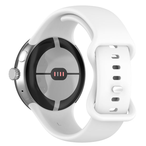 For Google Pixel Watch 2 Solid Color Silicone Watch Band, Size:L Size(White)