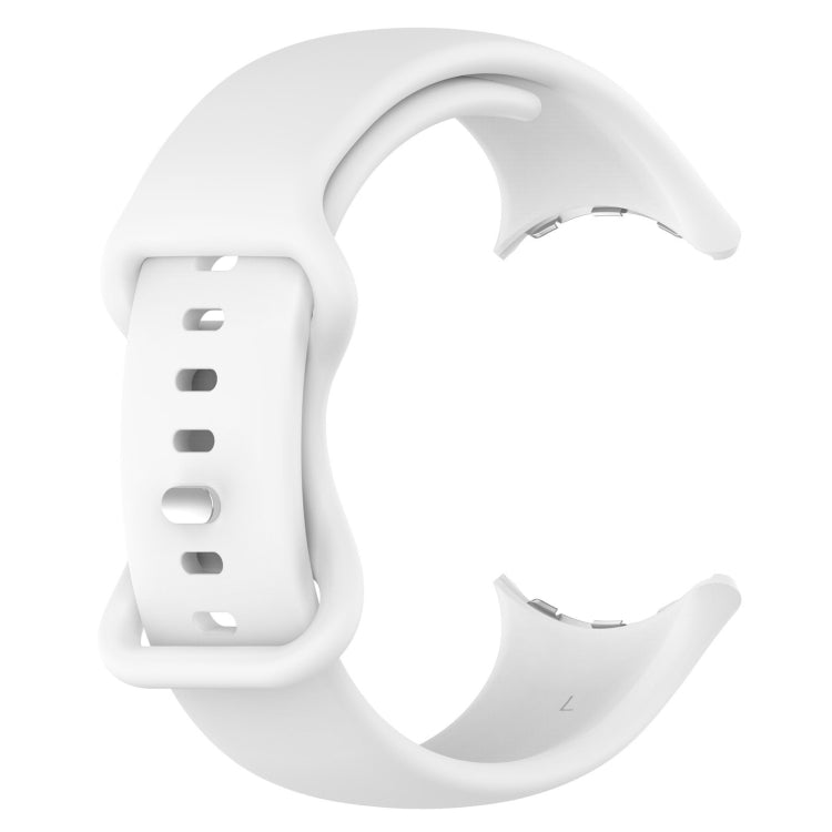 For Google Pixel Watch 2 Solid Color Silicone Watch Band, Size:L Size(White) - Watch Bands by PMC TechLife | Online Shopping South Africa | PMC TechLife