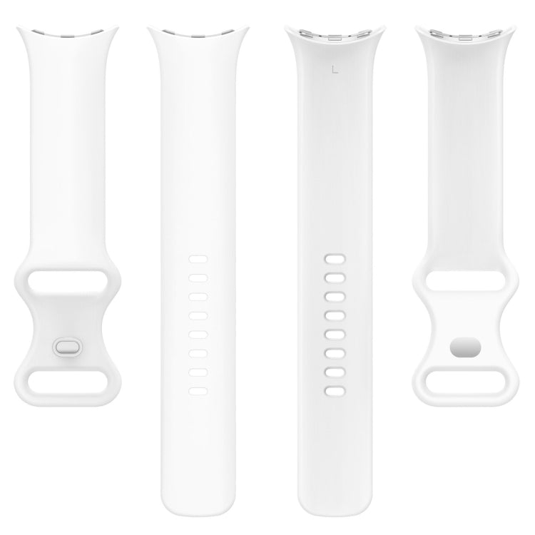 For Google Pixel Watch 2 Solid Color Silicone Watch Band, Size:L Size(White) - Watch Bands by PMC TechLife | Online Shopping South Africa | PMC TechLife
