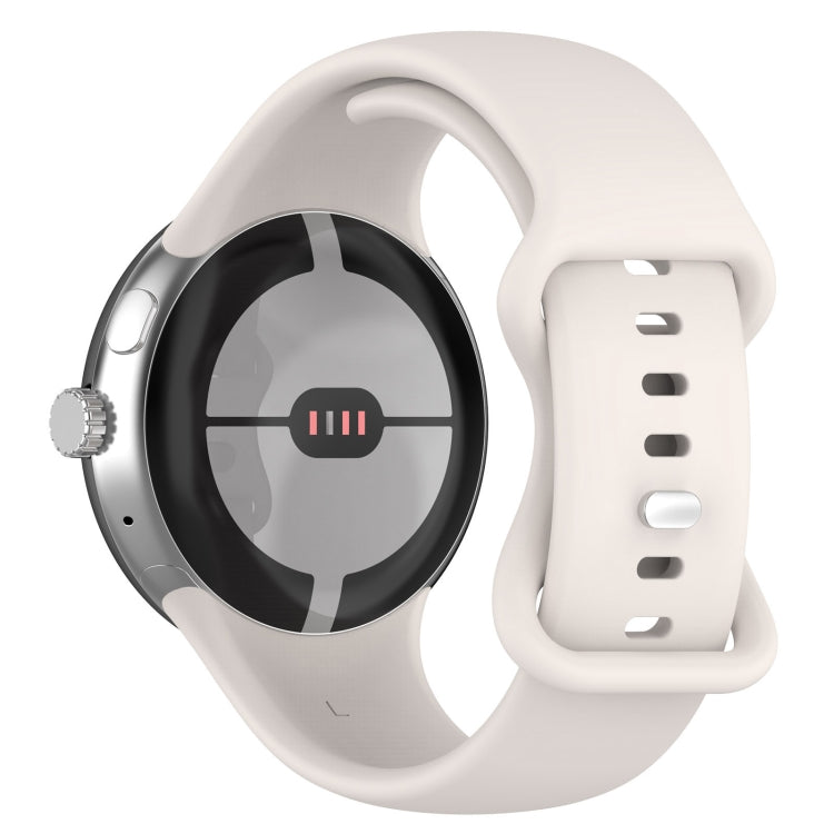 For Google Pixel Watch 2 Solid Color Silicone Watch Band, Size:L Size(Creamy White)