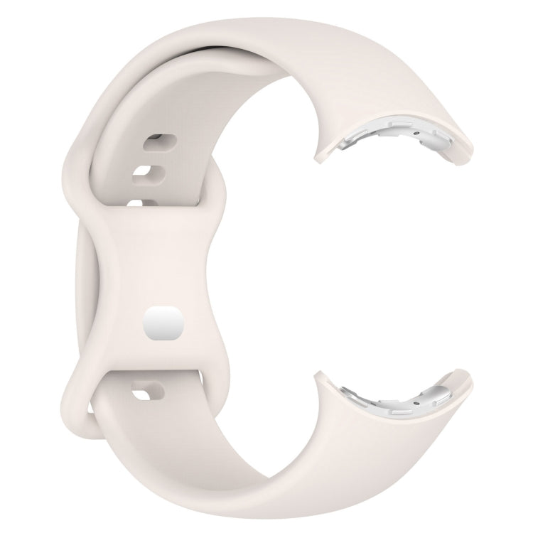 For Google Pixel Watch 2 Solid Color Silicone Watch Band, Size:L Size(Creamy White)