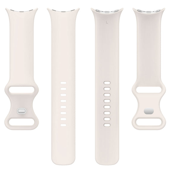 For Google Pixel Watch 2 Solid Color Silicone Watch Band, Size:L Size(Creamy White)