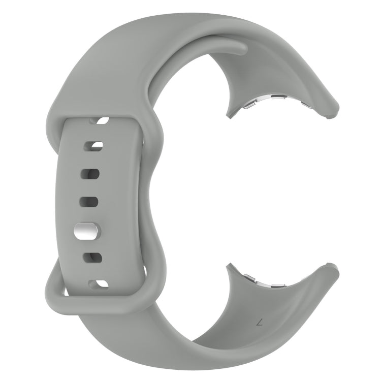 For Google Pixel Watch 2 Solid Color Silicone Watch Band, Size:L Size(Grey)