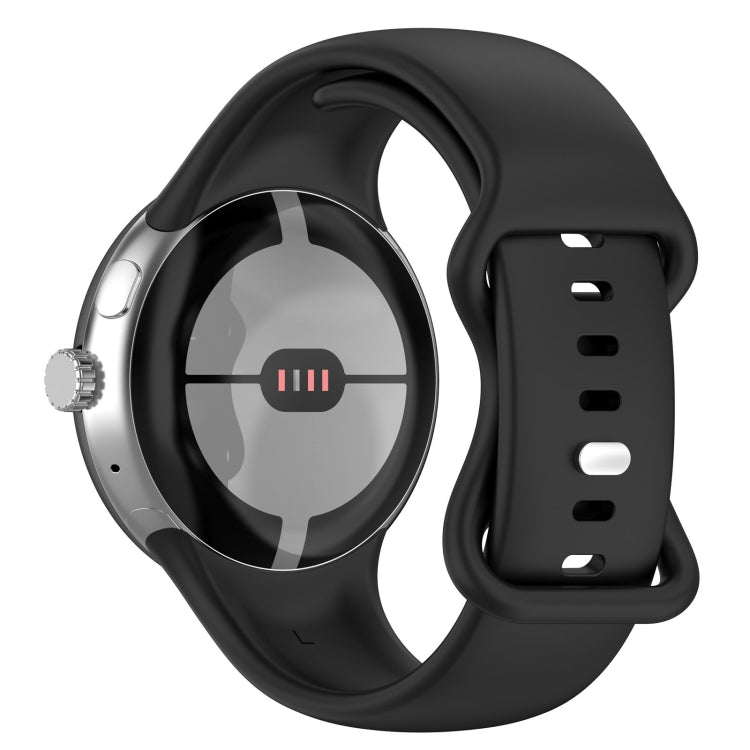 For Google Pixel Watch 2 Solid Color Silicone Watch Band, Size:L Size(Black) - Watch Bands by PMC TechLife | Online Shopping South Africa | PMC TechLife