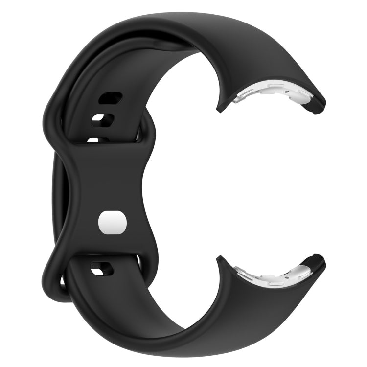 For Google Pixel Watch 2 Solid Color Silicone Watch Band, Size:L Size(Black)