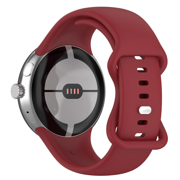For Google Pixel Watch 2 Solid Color Silicone Watch Band, Size:L Size(Red) - Watch Bands by PMC TechLife | Online Shopping South Africa | PMC TechLife