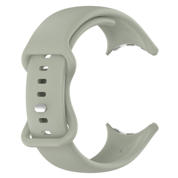 For Google Pixel Watch 2 Solid Color Silicone Watch Band, Size:L Size(Grey Green)