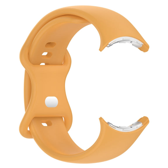 For Google Pixel Watch 2 Solid Color Silicone Watch Band, Size:L Size(Yellow)