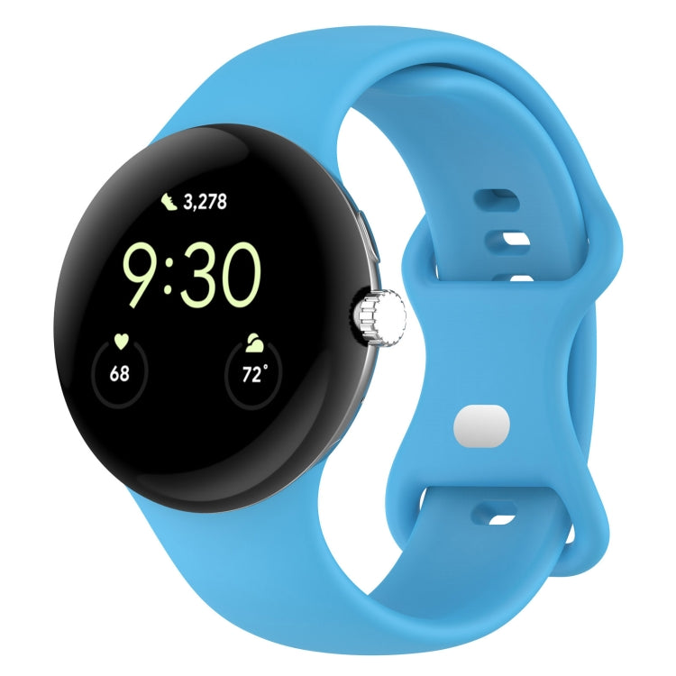 For Google Pixel Watch 2 Solid Color Silicone Watch Band, Size:L Size(Sky Blue) - Watch Bands by PMC TechLife | Online Shopping South Africa | PMC TechLife