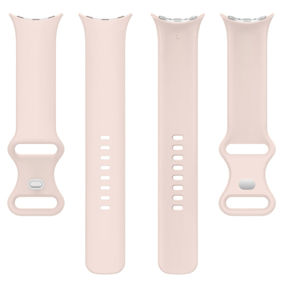 For Google Pixel Watch 2 Solid Color Silicone Watch Band, Size:L Size(Pink)