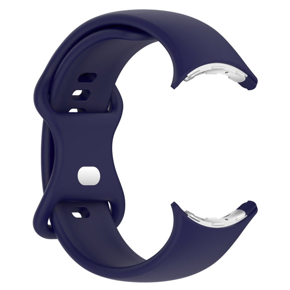 For Google Pixel Watch 2 Solid Color Silicone Watch Band, Size:L Size(Blue)