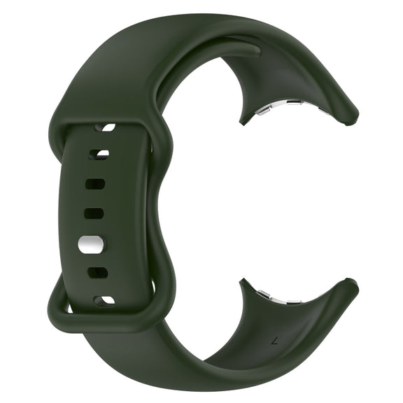 For Google Pixel Watch 2 Solid Color Silicone Watch Band, Size:L Size(Green)