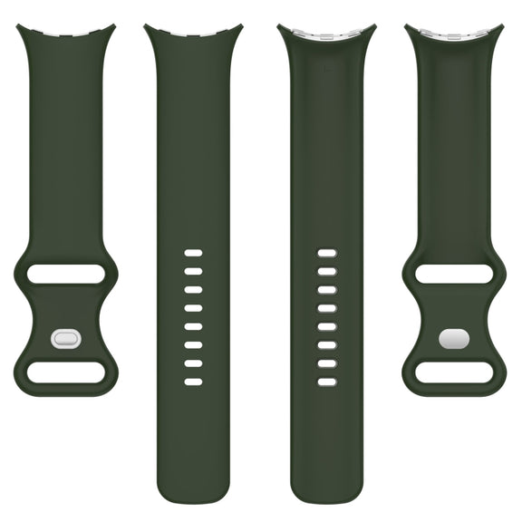 For Google Pixel Watch 2 Solid Color Silicone Watch Band, Size:L Size(Green)