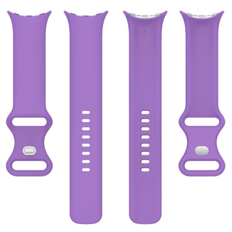 For Google Pixel Watch 2 Solid Color Silicone Watch Band, Size:L Size(Purple)