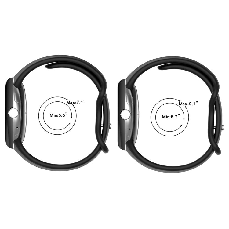 For Google Pixel Watch 2 Solid Color Silicone Watch Band, Size:L Size(Black) - Watch Bands by PMC TechLife | Online Shopping South Africa | PMC TechLife