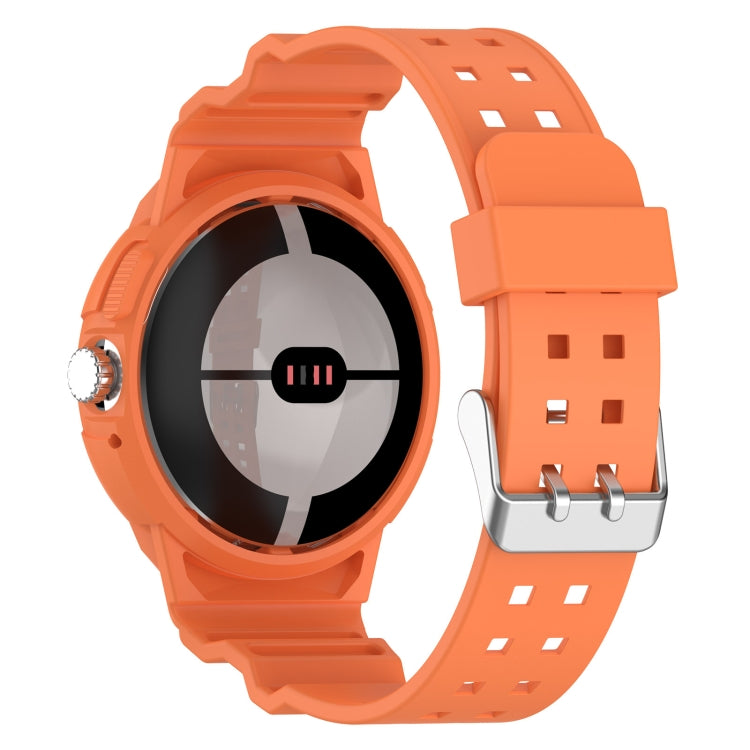For Google Pixel Watch 2 Integrated Fully Enclosed Silicone Watch Band(Orange) - Watch Bands by PMC TechLife | Online Shopping South Africa | PMC TechLife