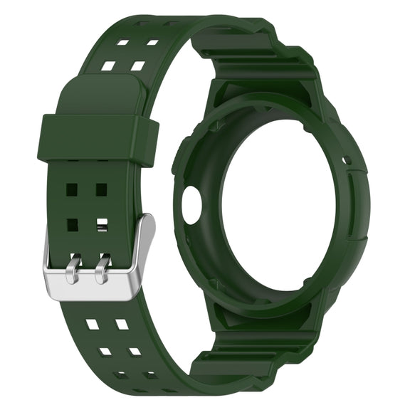 For Google Pixel Watch 2 Integrated Fully Enclosed Silicone Watch Band(Army Green)