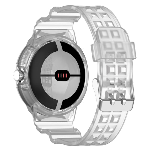 For Google Pixel Watch 2 Integrated Fully Enclosed Silicone Watch Band(Transparent)