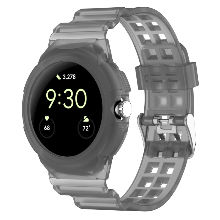 For Google Pixel Watch 2 Integrated Fully Enclosed Silicone Watch Band(Transparent Black) - Watch Bands by PMC TechLife | Online Shopping South Africa | PMC TechLife