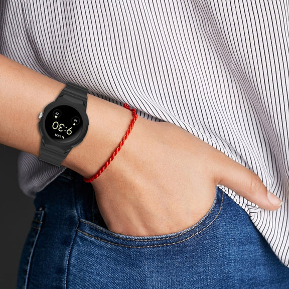 For Google Pixel Watch 2 Integrated Fully Enclosed Silicone Watch Band(Black)