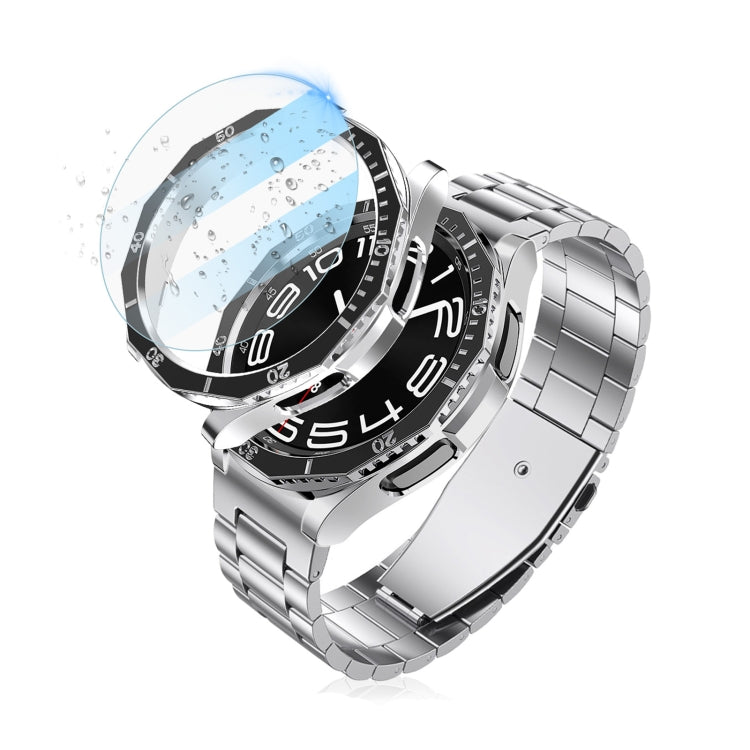 For Samsung Galaxy Watch6 Classic 43mm R950 Electroplate PC Case + Tempered Film + Watch Bezel Ring Set(Black+Gold) - Watch Cases by PMC TechLife | Online Shopping South Africa | PMC TechLife