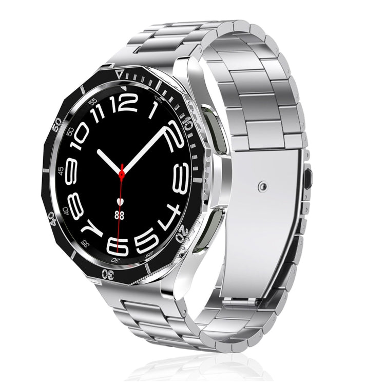 For Samsung Galaxy Watch6 Classic 43mm R950 Electroplate PC Case + Tempered Film + Watch Bezel Ring Set(Blue+Silver)