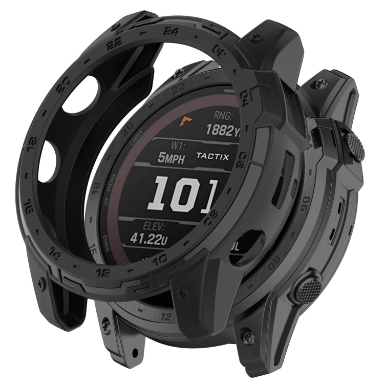 For Garmin Tactix 7 Amoled Armor Hollow TPU Watch Protective Case(Black) - Watch Cases by PMC TechLife | Online Shopping South Africa | PMC TechLife
