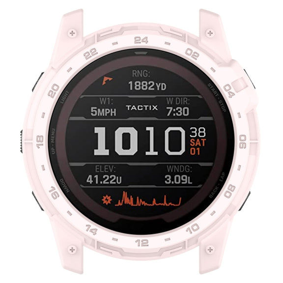 For Garmin Tactix 7 Amoled Armor Hollow TPU Watch Protective Case(Light Pink)