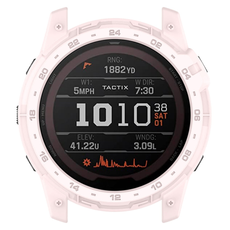 For Garmin Tactix 7 Amoled Armor Hollow TPU Watch Protective Case(Light Pink)