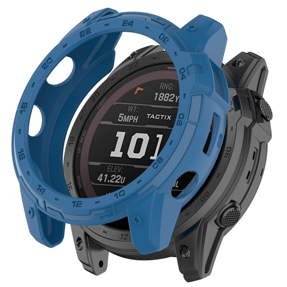 Compatible with Garmin Tactix 7 Amoled Armor Hollow TPU Watch Protective Case(Dark Blue)