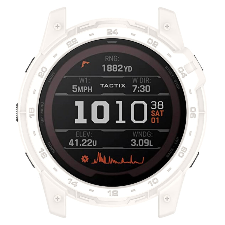 For Garmin Tactix 7 Amoled Armor Hollow TPU Watch Protective Case(Ivory White) - Watch Cases by PMC TechLife | Online Shopping South Africa | PMC TechLife