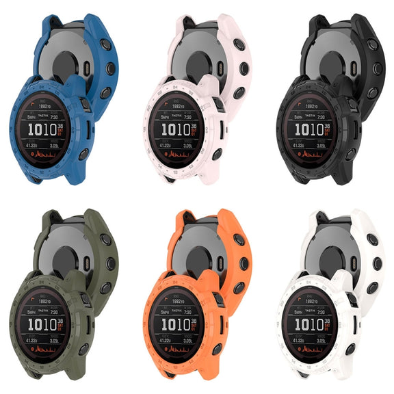 For Garmin Tactix 7 Amoled Armor Hollow TPU Watch Protective Case(Black)