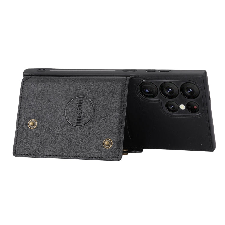 For Samsung Galaxy S24 Ultra 5G Double Buckle Card Slots Magnetic Phone Case(Black)