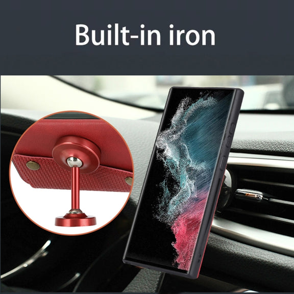 For Samsung Galaxy S24 Ultra 5G Double Buckle Card Slots Magnetic Phone Case(Red)