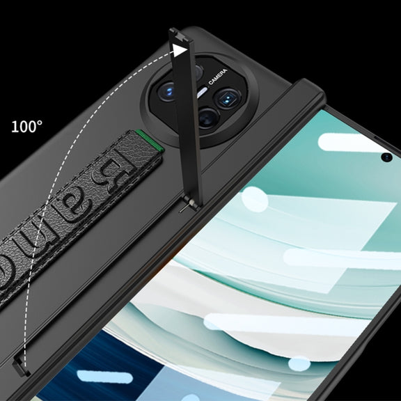 For Huawei Mate X5 GKK Wristband Integrated HD Film Magnetic Hinge Phone Case(Carbon Fiber)
