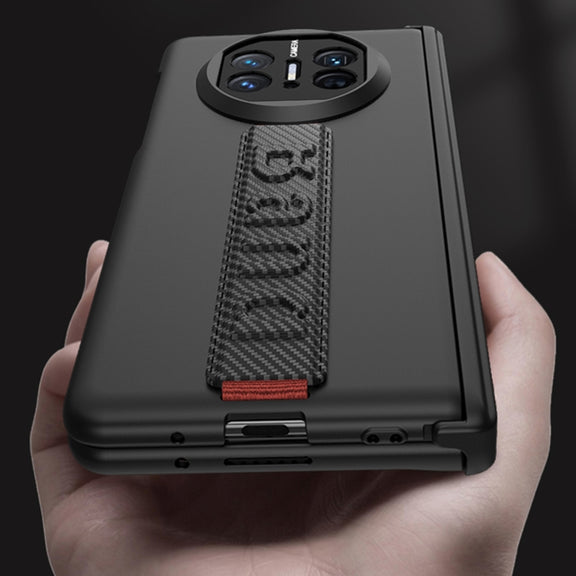 For Huawei Mate X5 GKK Wristband Integrated HD Film Magnetic Hinge Phone Case(Carbon Fiber)
