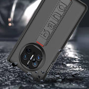 For Huawei Mate X5 GKK Wristband Integrated HD Film Magnetic Hinge Phone Case(Carbon Fiber)
