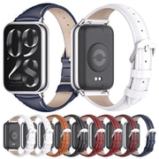 For Xiaomi Smart Band 9 Pro / 8 Pro Mijobs Genuine Leather Slim Watch Band(Red Black)