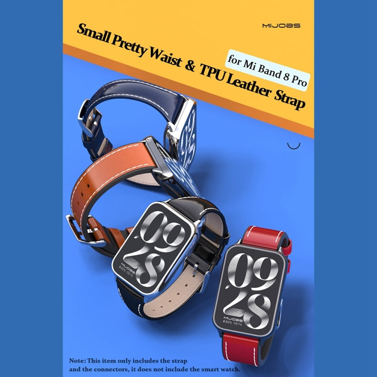 For Xiaomi Smart Band 9 Pro / 8 Pro Mijobs Genuine Leather Slim Watch Band(Wine Red Black) - Watch Bands by MIJOBS | Online Shopping South Africa | PMC TechLife | Buy Now Pay Later Mobicred