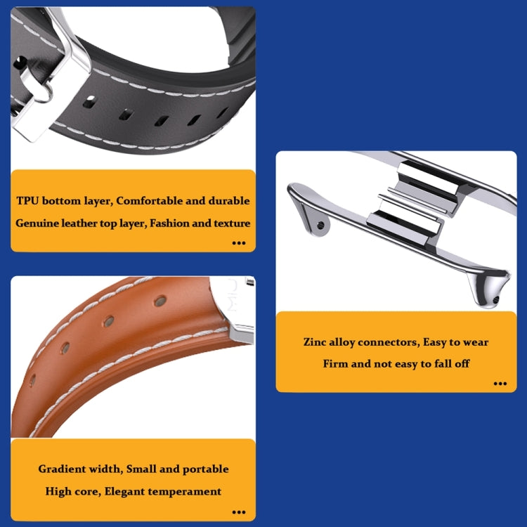 For Xiaomi Smart Band 9 Pro / 8 Pro Mijobs Genuine Leather Slim Watch Band(Wine Red Black)