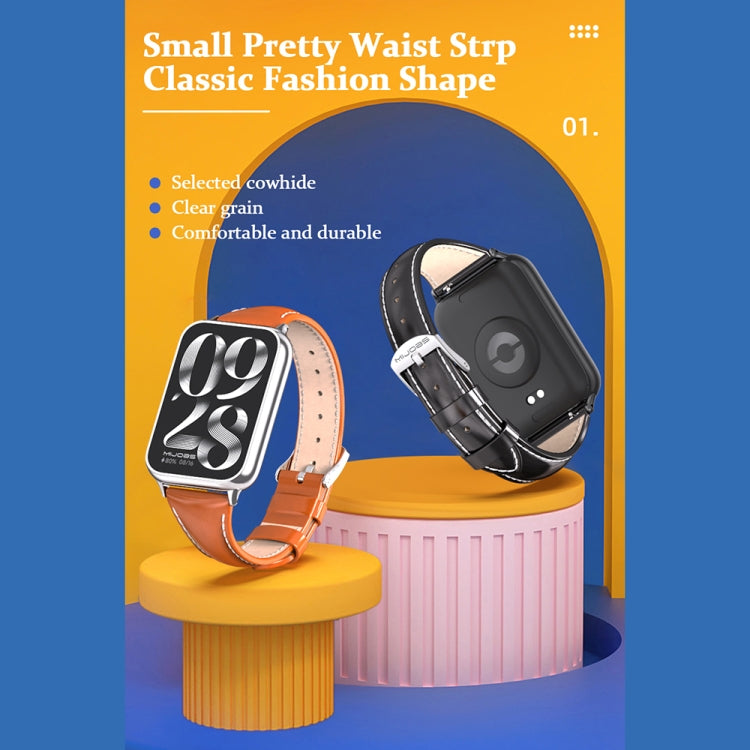 For Xiaomi Smart Band 9 Pro / 8 Pro Mijobs Genuine Leather Slim Watch Band(White Silver) - Watch Bands by MIJOBS | Online Shopping South Africa | PMC TechLife | Buy Now Pay Later Mobicred