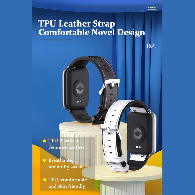 For Xiaomi Smart Band 9 Pro / 8 Pro Mijobs Genuine Leather Slim Watch Band(White Silver) - Watch Bands by MIJOBS | Online Shopping South Africa | PMC TechLife | Buy Now Pay Later Mobicred