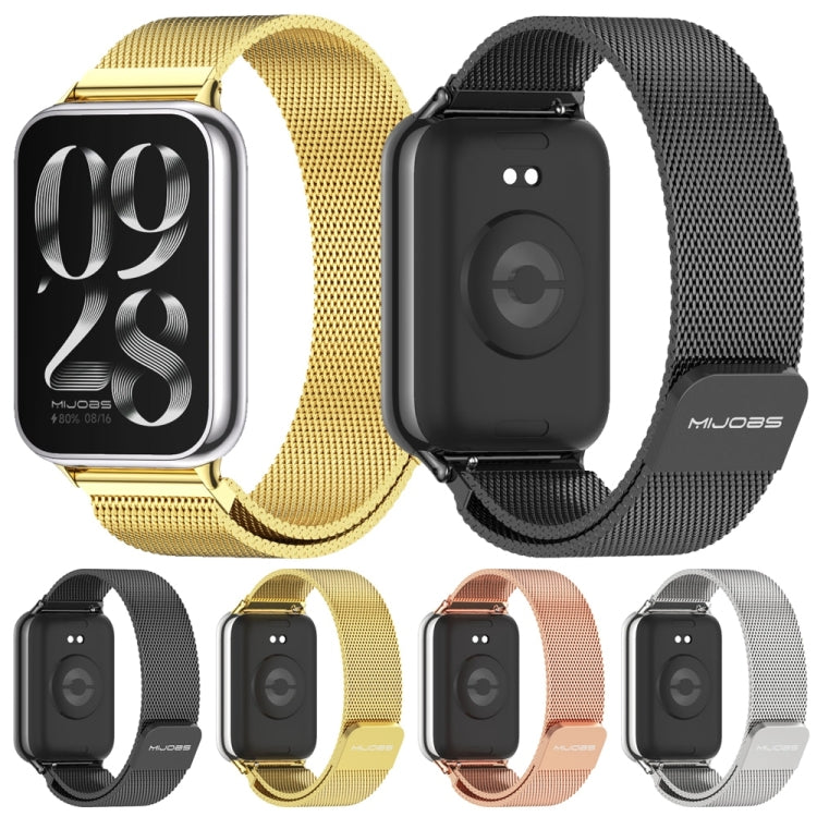 For Xiaomi Smart Band 9 Pro / 8 Pro Mijobs Milan Magnetic Stainless Steel Watch Band(Rose Gold) - Watch Bands by MIJOBS | Online Shopping South Africa | PMC TechLife | Buy Now Pay Later Mobicred
