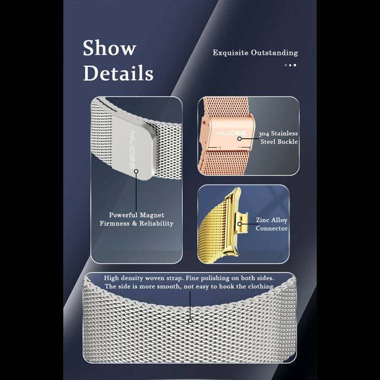 For Xiaomi Smart Band 9 Pro / 8 Pro Mijobs Milan Magnetic Stainless Steel Watch Band(Rose Gold) - Watch Bands by MIJOBS | Online Shopping South Africa | PMC TechLife | Buy Now Pay Later Mobicred